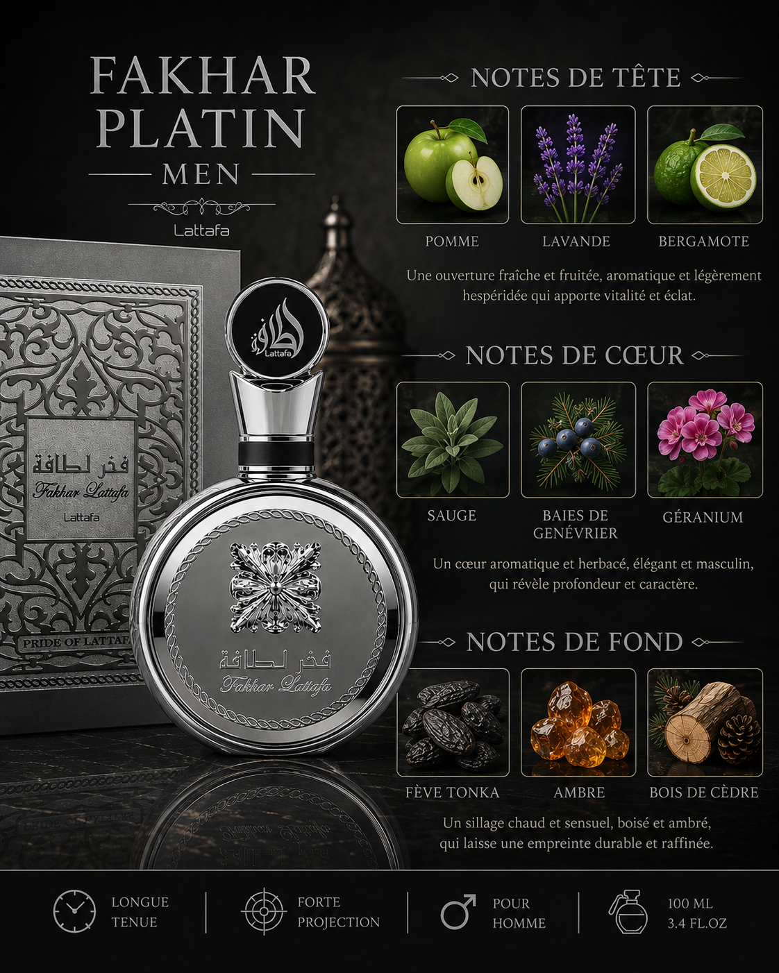 Fakhar Platinum Men - notes olfactives