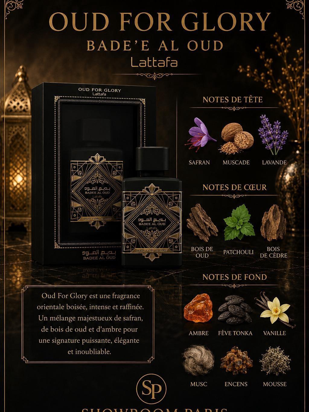 Badee Al Oud Oud For Glory Noir - notes olfactives