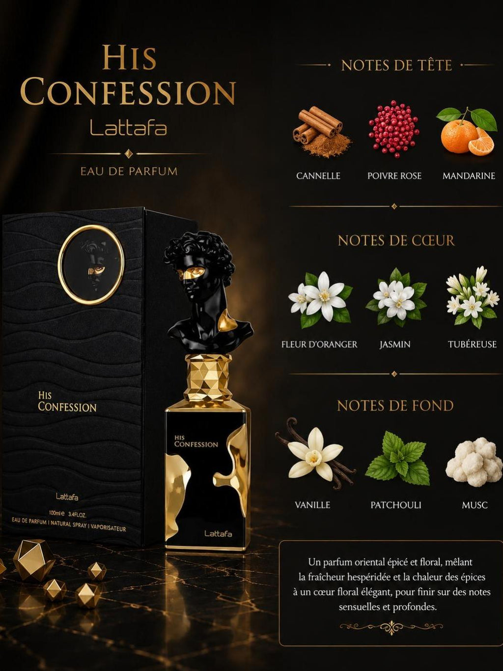 His Confession Lattafa - notes olfactives