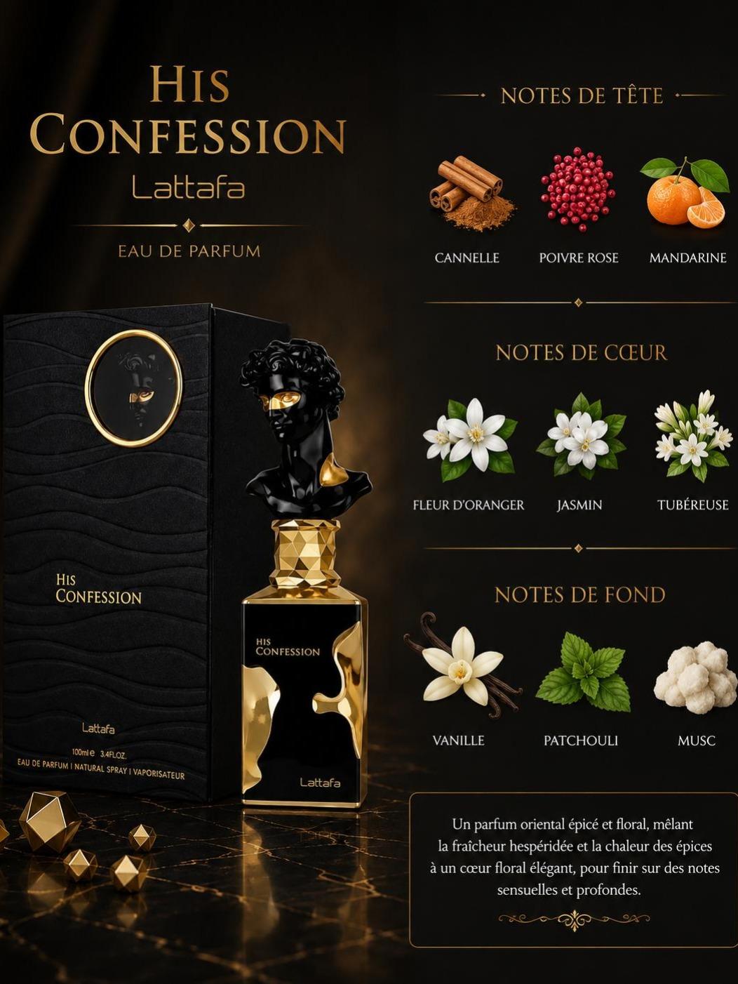 His Confession Lattafa - notes olfactives