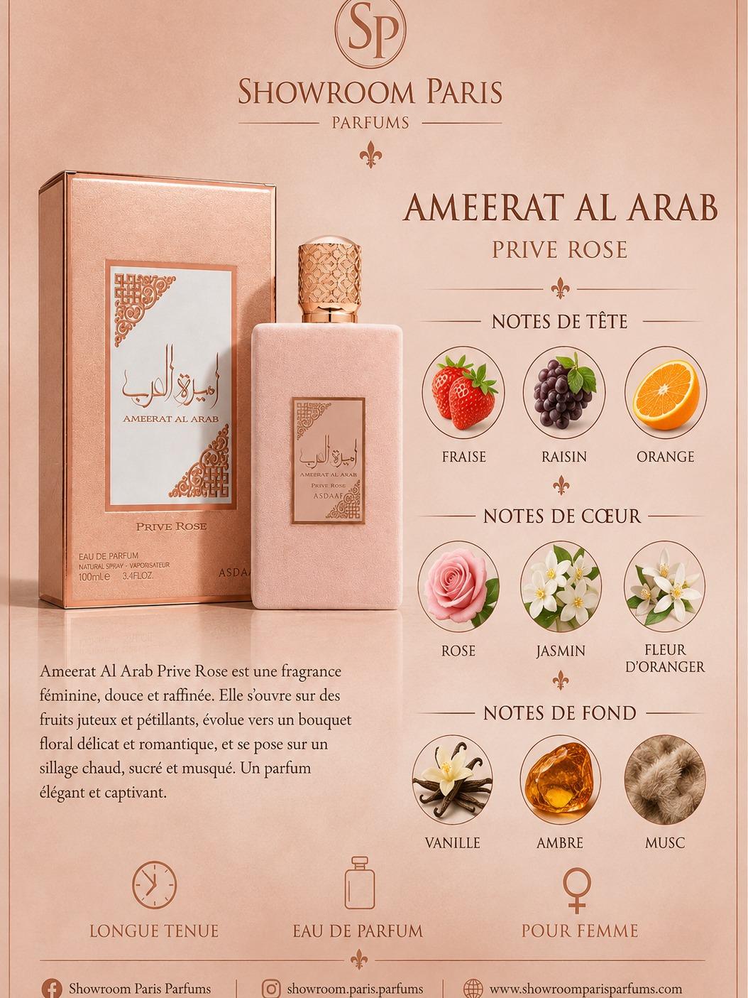 Ameerat Al Arab Prive Rose Asdaaf - notes olfactives