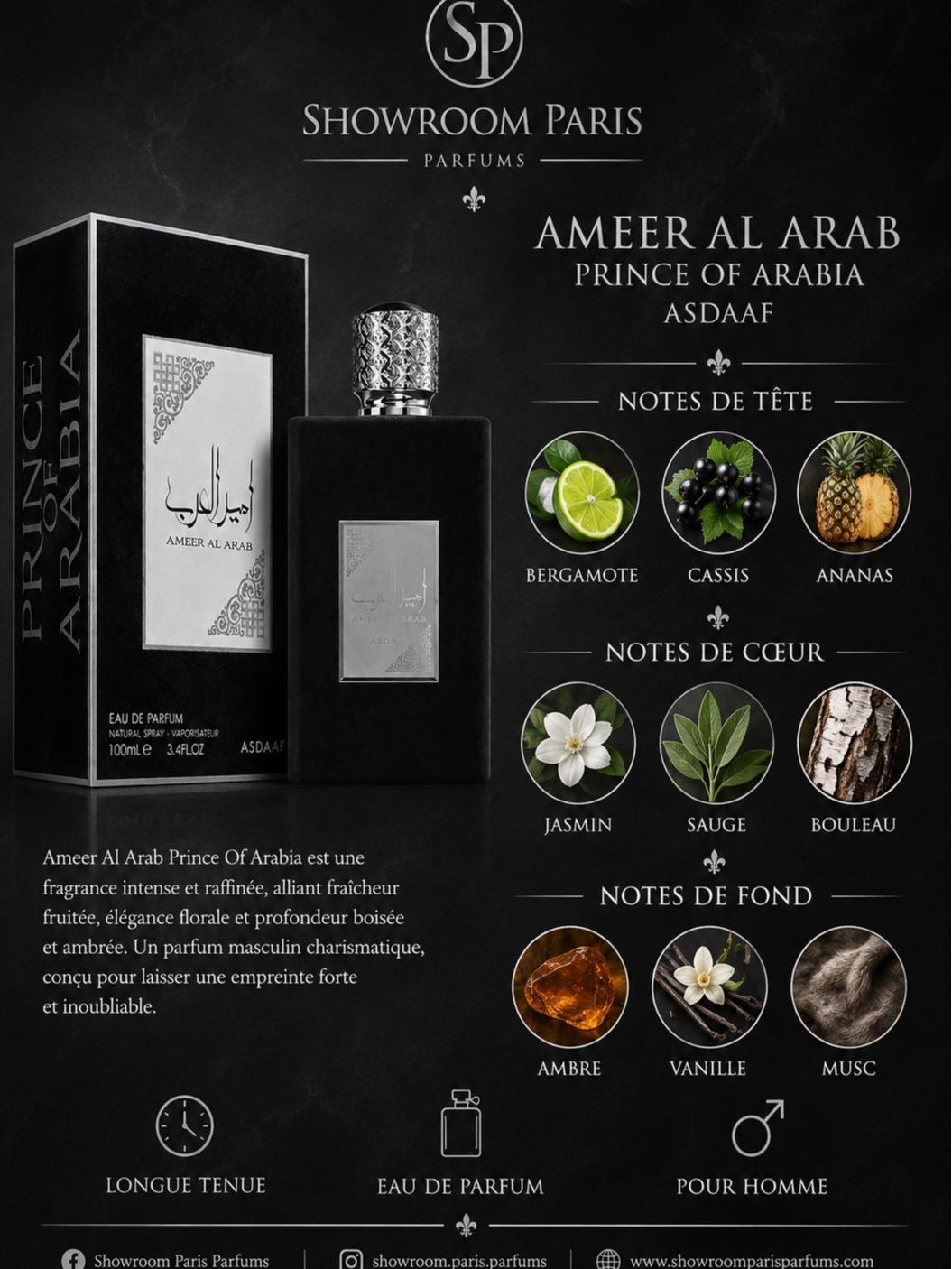 Ameer Al Arab Prince of Arabia Asdaaf Noir - notes olfactives